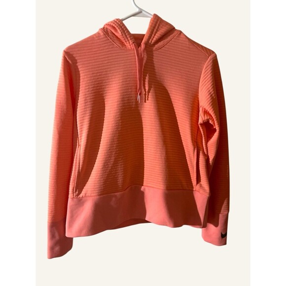 Nike Tops - NIKE Women's S Dri-Fit Coral Pink Cropped Pullover Hoodie Sweatshirt Bubble Rib